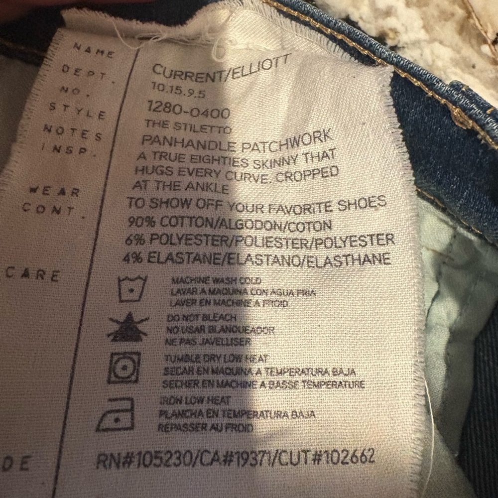 Current/Elliott Blue Patchwork Ankle Jeans - image 2